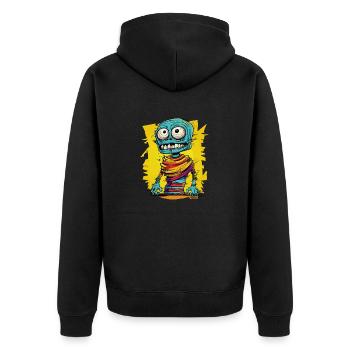 Momie zombie de dessin animé gaie et colorée - Veste à capuche bio Premium Unisexe - noir - Dos - Nico (187cm)