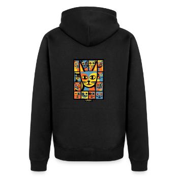 Colorful Pop Art Chaos Kitten Cats - Unisex Premium Organic Zip Hoodie - black - Back - Nico (187cm)