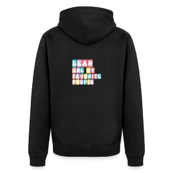 Cute and funny design Bear are my favorite people - Unisex Premium Organic Zip Hoodie - black - Back - Nico (187cm)