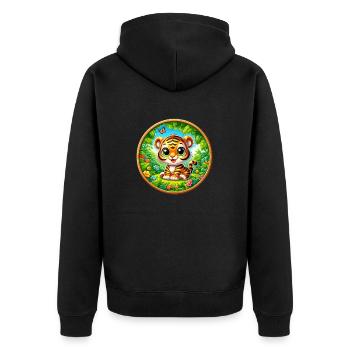 Tigre, Bébé Tigre - Veste à capuche bio Premium Unisexe - noir - Dos - Nico (187cm)
