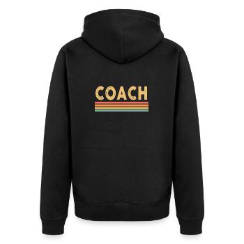 Coach Rétro Vintage Drôle - Veste à capuche bio Premium Unisexe - noir - Dos - Nico (187cm)