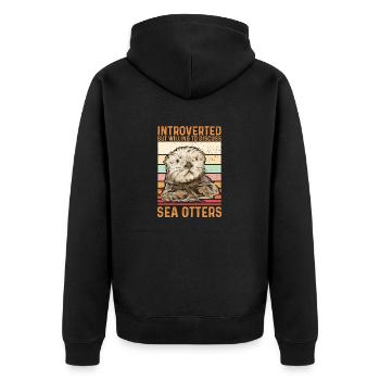 Seeotter - Unisex Premium Bio Zip Hoodie - Schwarz - Hinten - Nico (187cm)