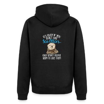 Seeotter - Unisex Premium Bio Zip Hoodie - Schwarz - Hinten - Nico (187cm)