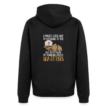 Seeotter - Unisex Premium Bio Zip Hoodie - Schwarz - Hinten - Nico (187cm)