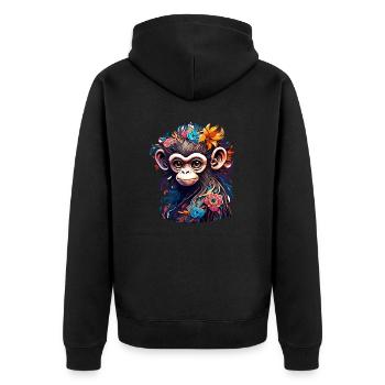 Singe mignon / Fille de singe / Mignon / noeud de cheveux - Veste à capuche bio Premium Unisexe - noir - Dos - Nico (187cm)