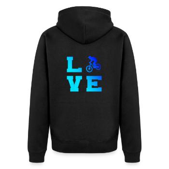 Women's MTB Cycling Cycling Cyclists Men - Unisex Premium Organic Zip Hoodie - black - Back - Nico (187cm)