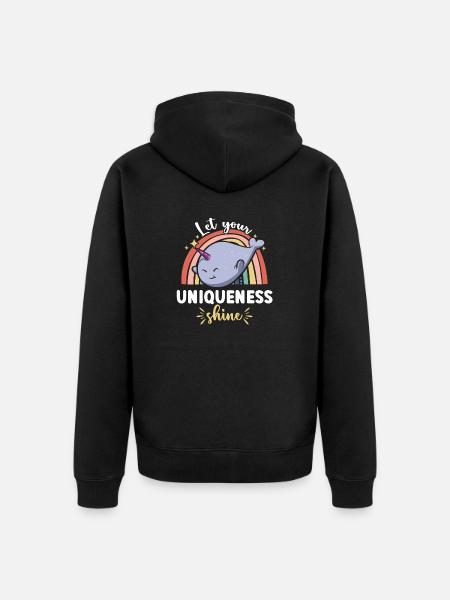 Narwal Einhornwal - Unisex Premium Bio Zip Hoodie - Schwarz
