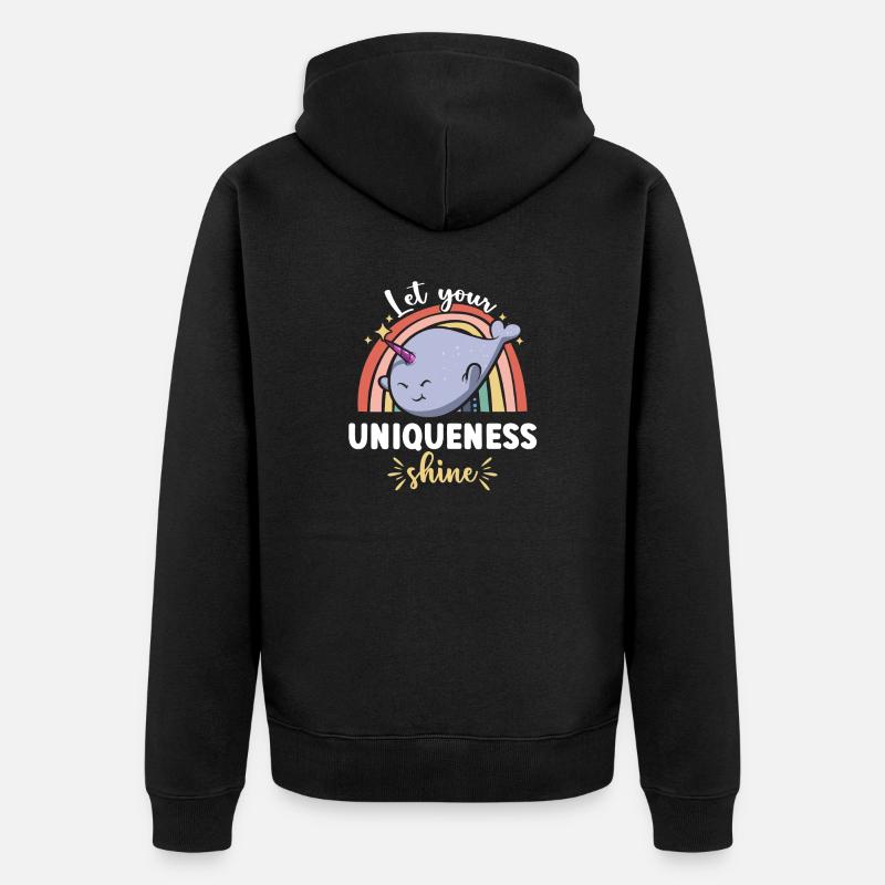 Narwal Einhornwal - Unisex Premium Bio Zip Hoodie - Schwarz