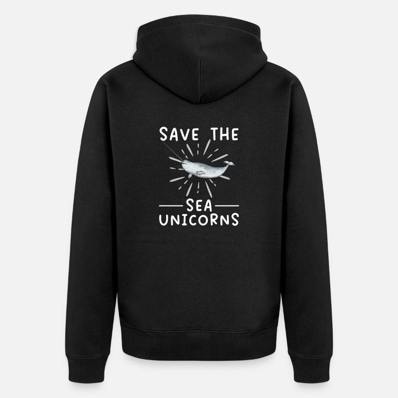 Narwal Einhornwal - Unisex Premium Bio Zip Hoodie - Schwarz