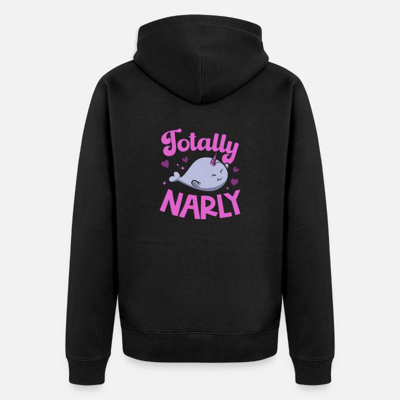 Narwal Einhornwal - Unisex Premium Bio Zip Hoodie - Schwarz