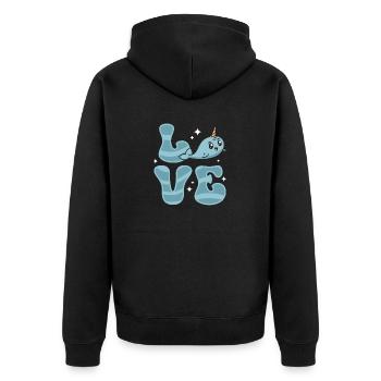 Narval Licorne Baleine - Veste à capuche bio Premium Unisexe - noir - Dos - Nico (187cm)