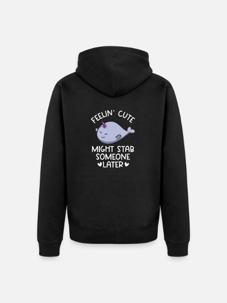 Narwal Einhornwal - Unisex Premium Bio Zip Hoodie - Schwarz