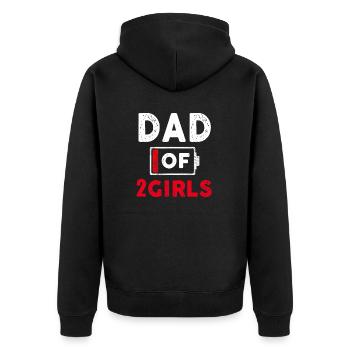 Vater von 2 Mädchen Batterie schwach Papa Vatertagsgeschenk - Unisex Premium Bio Zip Hoodie - Schwarz - Hinten - Nico (187cm)