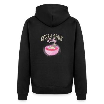 Crazy Soup Lady Meal Food Bowl - Unisex Premium Bio Zip Hoodie - Schwarz - Hinten - Nico (187cm)