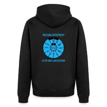 HU - Condition corresponds to age and mileage - Unisex Premium Organic Zip Hoodie - black - Back - Nico (187cm)