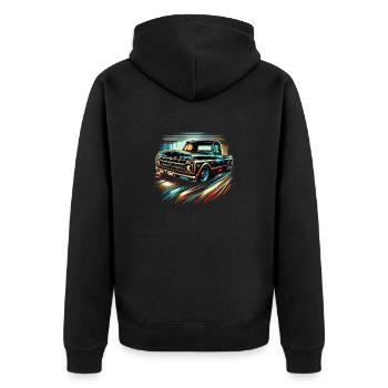 Truck Vintage Old Classic School American Pickup - Unisex Premium Organic Zip Hoodie - black - Back - Nico (187cm)