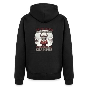 Krampus T Dämonischer Weihnachtsmann Kramperl - Unisex Premium Bio Zip Hoodie - Schwarz - Hinten - Nico (187cm)