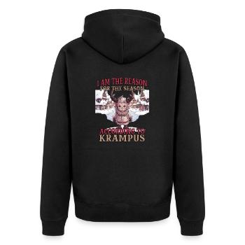 Krampus T Dämonischer Weihnachtsmann Kramperl - Unisex Premium Bio Zip Hoodie - Schwarz - Hinten - Nico (187cm)