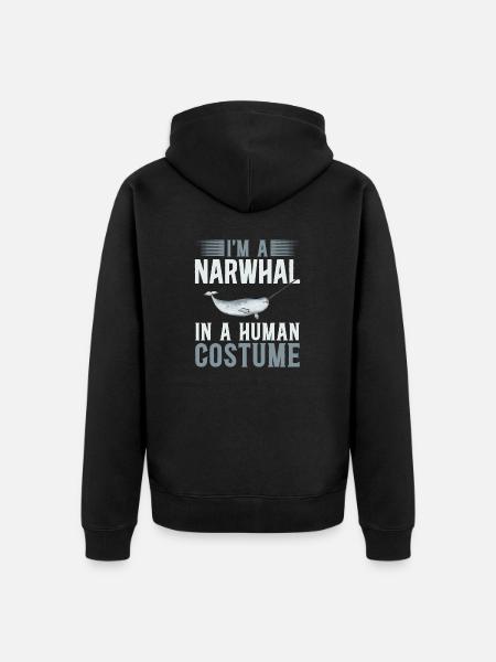 Narwal Einhornwal - Unisex Premium Bio Zip Hoodie - Schwarz