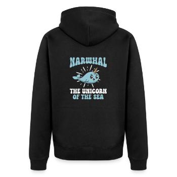 Narval Licorne Baleine - Veste à capuche bio Premium Unisexe - noir - Dos - Nico (187cm)
