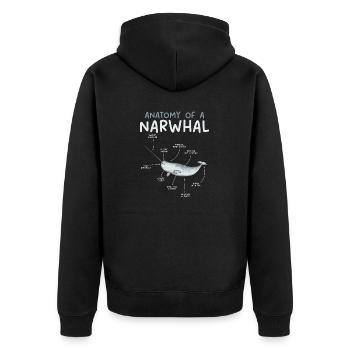 Narval Licorne Baleine - Veste à capuche bio Premium Unisexe - noir - Dos - Nico (187cm)