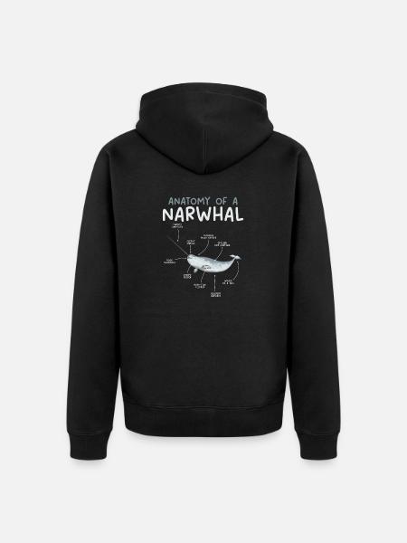 Narwal Einhornwal - Unisex Premium Bio Zip Hoodie - Schwarz