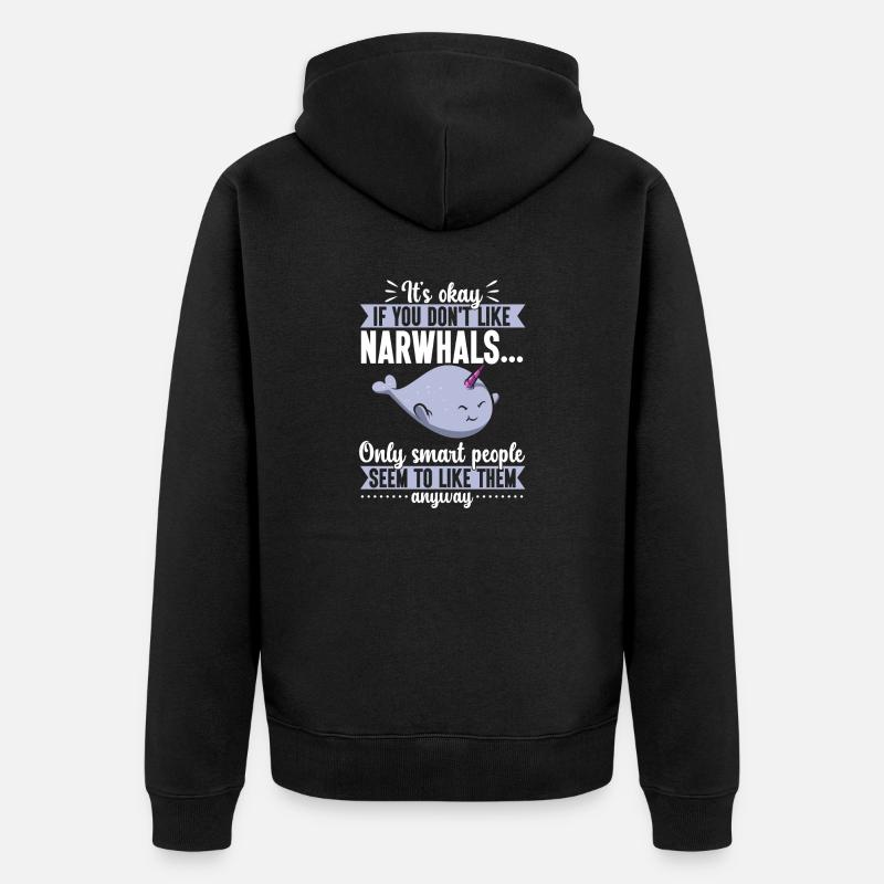 Narwal Einhornwal - Unisex Premium Bio Zip Hoodie - Schwarz