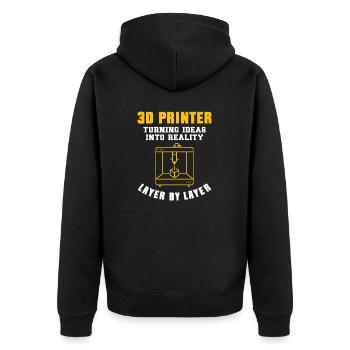 3D Drucker 3D Druck - Unisex Premium Bio Zip Hoodie - Schwarz - Hinten - Nico (187cm)