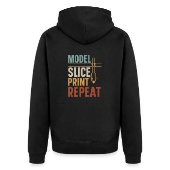 3D Drucker 3D Druck - Unisex Premium Bio Zip Hoodie - Schwarz - Hinten - Nico (187cm)