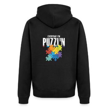 Everyday I'm Puzzl'n Piece Jigsaw Puzzle - Unisex Premium Bio Zip Hoodie - Schwarz - Hinten - Nico (187cm)