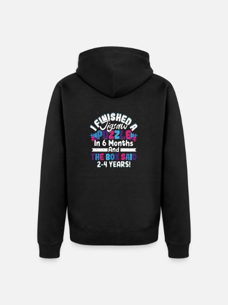 I Finished A Jigsaw Puzzle Solving Piece - Unisex Premium Organic Zip Hoodie - black