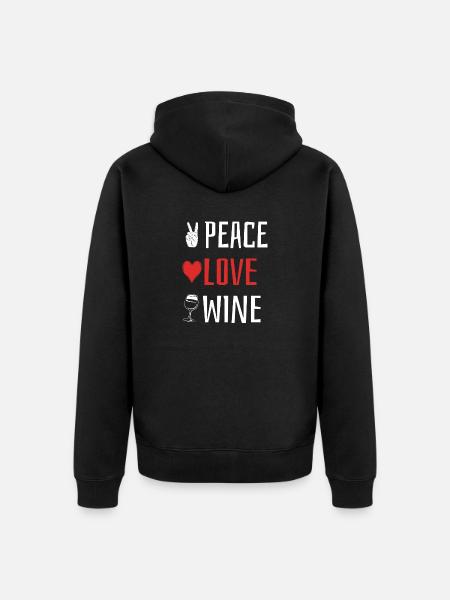 Peace Love Wine - Heart - Unisex Premium Organic Zip Hoodie - black
