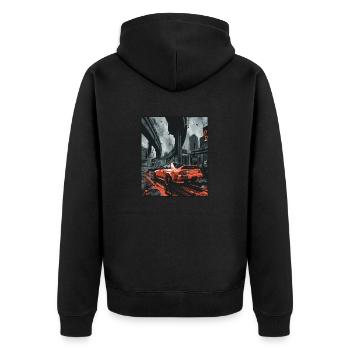 JDM Anime Japanisches Super-Sportwagen-Drift-Auto - Unisex Premium Bio Zip Hoodie - Schwarz - Hinten - Nico (187cm)