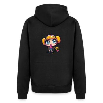 Illustration coquine de fille d’anime de dessin animé - Veste à capuche bio Premium Unisexe - noir - Dos - Nico (187cm)