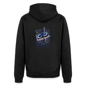 Analog Vibes Only - Music Lover Gift - Unisex Premium Organic Zip Hoodie - black - Back - Nico (187cm)