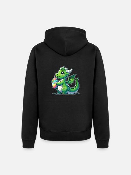 Drache mit Matsch-Eis - Unisex Premium Bio Zip Hoodie - Schwarz