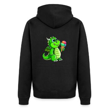 Drache mit Eis Comic - Unisex Premium Bio Zip Hoodie - Schwarz - Hinten - Nico (187cm)
