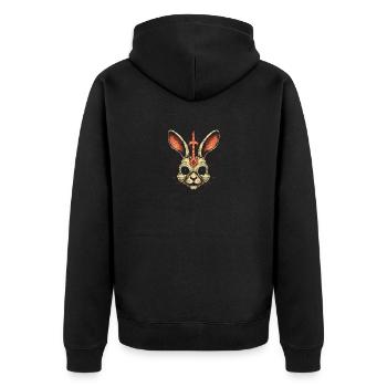 Gruseliger Totenkopf Böser Hase Horror Hase - Unisex Premium Bio Zip Hoodie - Schwarz - Hinten - Nico (187cm)
