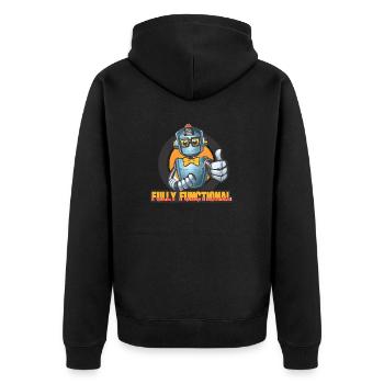 Robot with Bowtie & Glasses Thumbs-Up Tee Design - Unisex Premium Organic Zip Hoodie - black - Back - Nico (187cm)