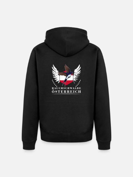 Hirondelle rustique Autriche drapeau oiseau - Veste à capuche bio Premium Unisexe - noir