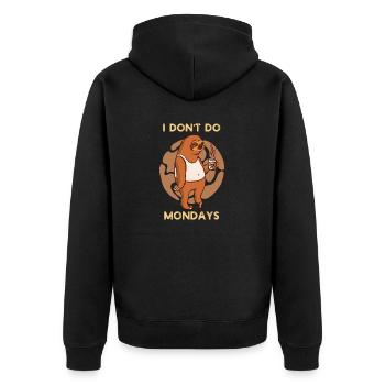 Funny Sloth Drinking Coffee I Don't Do Mondays - Unisex Premium Organic Zip Hoodie - black - Back - Nico (187cm)