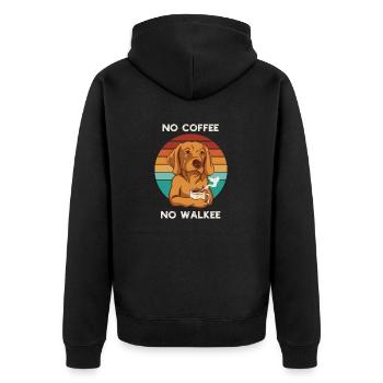Funny Dog Drinking Coffee Lovers Dog Walker - Unisex Premium Organic Zip Hoodie - black - Back - Nico (187cm)