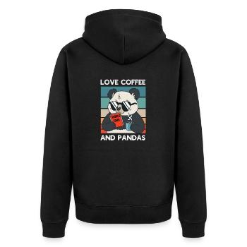 Drôle Panda Ours buvant des amateurs de café Vintage - Veste à capuche bio Premium Unisexe - noir - Dos - Nico (187cm)