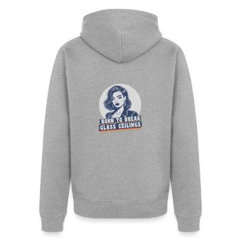 Frauenrechte Female Empowerment zerbrechen Glas - Unisex Premium Bio Zip Hoodie - Grau meliert - Hinten - Nico (187cm)