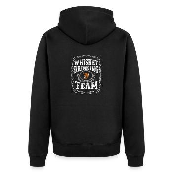 Whiskey Drinking Team Alkoholisches destilliertes Getränk - Unisex Premium Bio Zip Hoodie - Schwarz - Hinten - Nico (187cm)