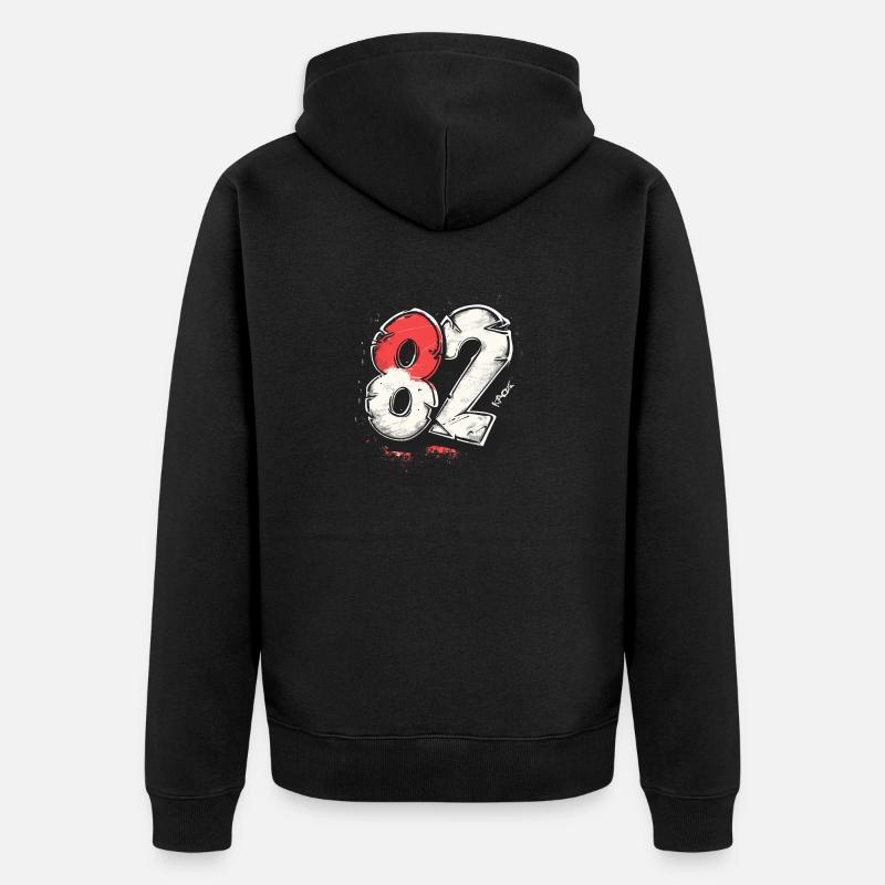 Nummer 82 oder 1982 - Unisex Premium Bio Zip Hoodie - Schwarz