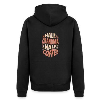 Lustige Oma, die Kaffee liebt Halboma Halboma Halb - Unisex Premium Bio Zip Hoodie - Schwarz - Hinten - Nico (187cm)