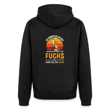 Raubtier Rotfuchs Fuchsliebhaber Fuchs - Unisex Premium Bio Zip Hoodie - Schwarz - Hinten - Nico (187cm)