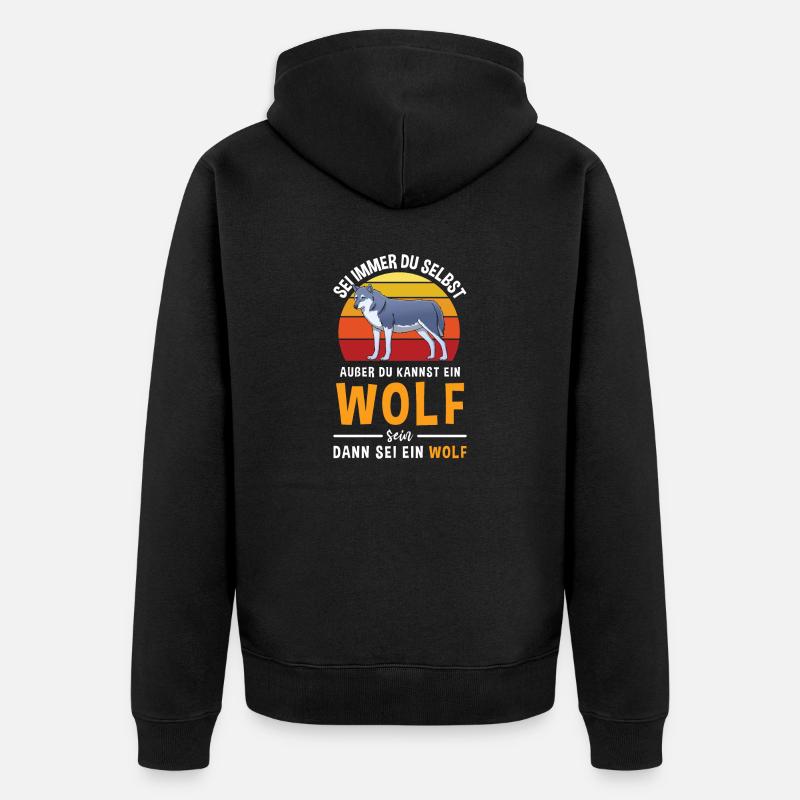 Wolfskopf Raubtier Wolfsgeheule Alphawolf Wolf - Unisex Premium Bio Zip Hoodie - Schwarz
