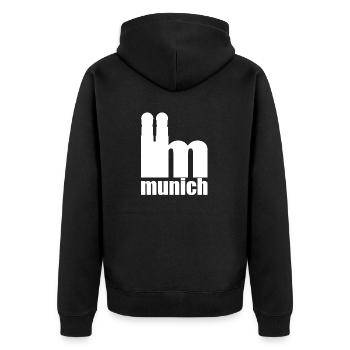 Servus - Greetings from Munich - Frauenkirche - Unisex Premium Organic Zip Hoodie - black - Back - Nico (187cm)